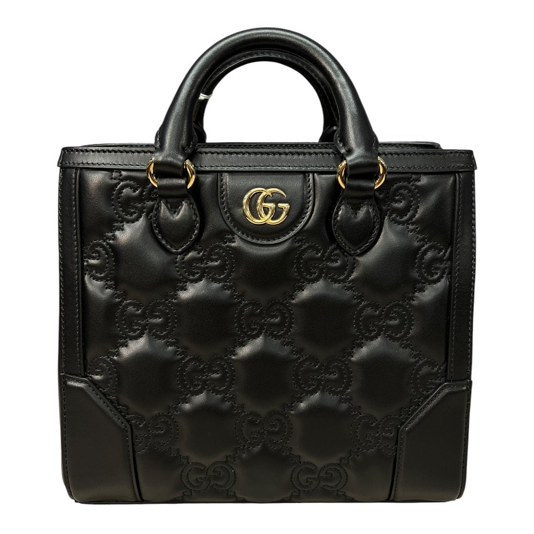 GUCCI Matelassé Leather GG Matelassé Mini Top Handle Bag Black Gold Hardware | Authentic Pre-Owned Luxury