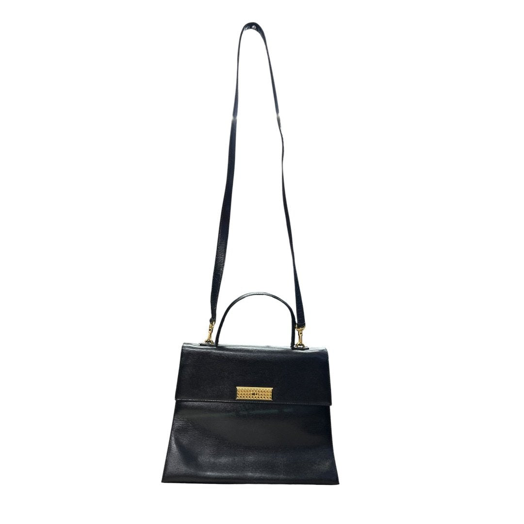 UNKNOWN Textured Leather UNKNOWN Handbag Black Gold Hardware | Authentic Pre-Owned Luxury