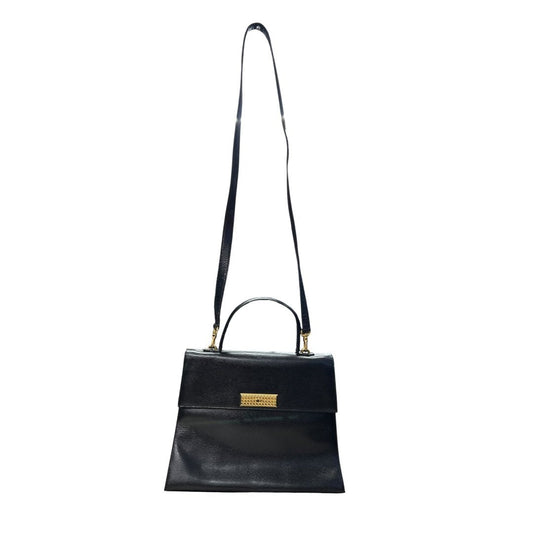 UNKNOWN Textured Leather UNKNOWN Handbag Black Gold Hardware | Authentic Pre-Owned Luxury