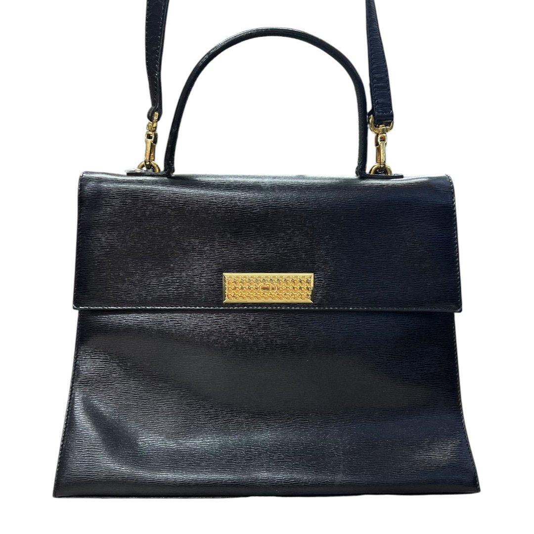 UNKNOWN Textured Leather UNKNOWN Handbag Black Gold Hardware | Authentic Pre-Owned Luxury