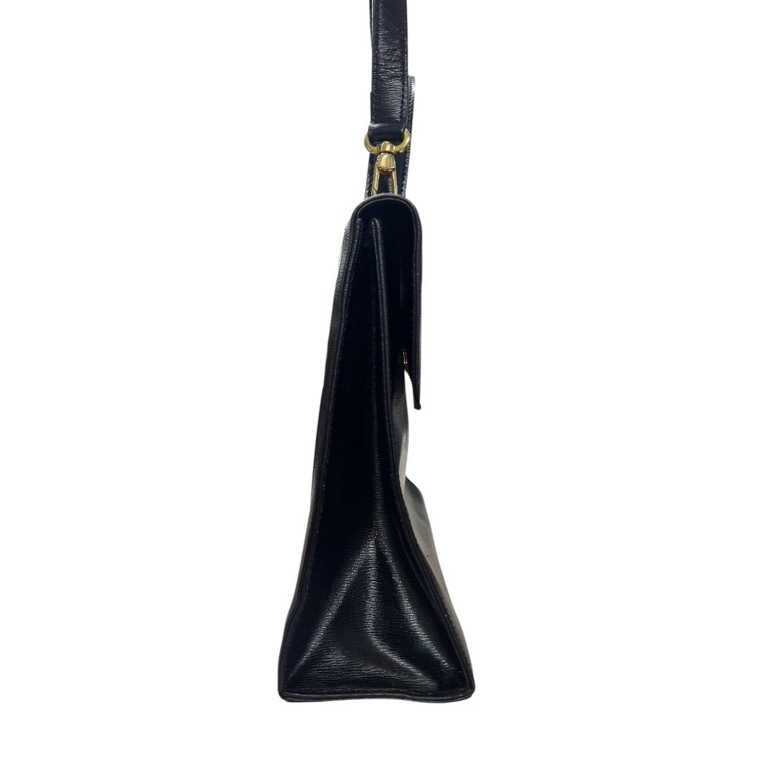 UNKNOWN Textured Leather UNKNOWN Handbag Black Gold Hardware | Authentic Pre-Owned Luxury