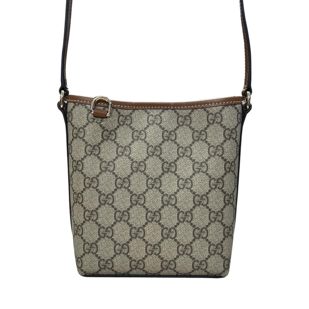 GUCCI GG Supreme Mini Shoulder Bag Beige, Brown Silver Hardware | Authentic Pre-Owned Luxury