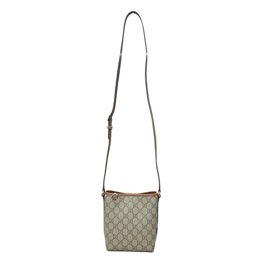 GUCCI GG Supreme Mini Shoulder Bag Beige, Brown Silver Hardware | Authentic Pre-Owned Luxury