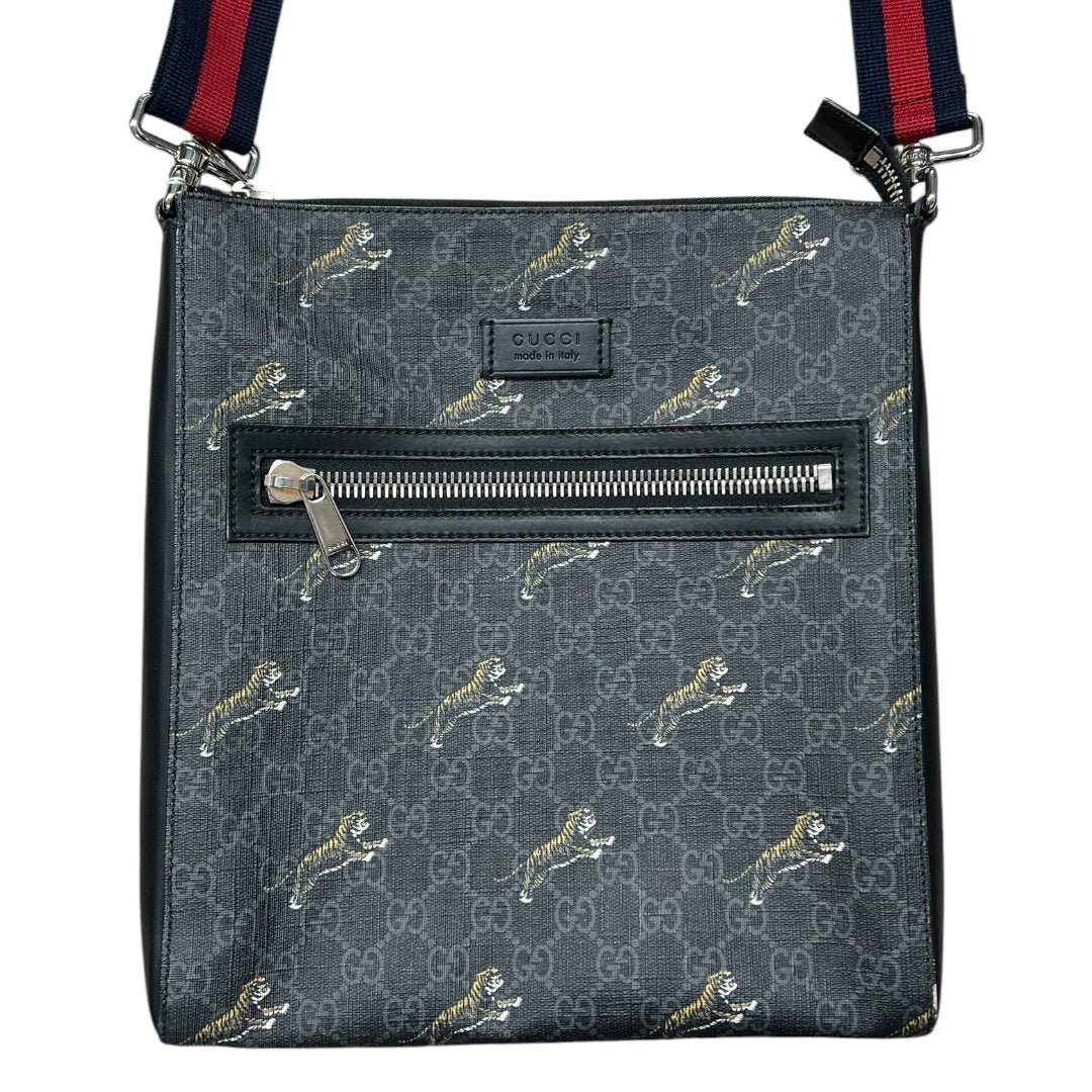 GUCCI GG Supreme Tiger Print GG Supreme Messenger Bag Messenger Bag Grey, Black, Multi-color Silver Hardware | Authentic Pre-Owned Luxury