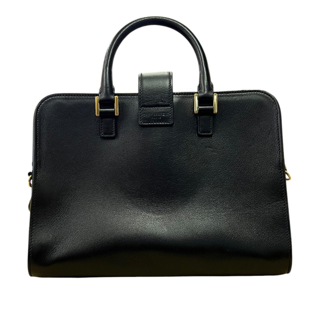 SAINT LAURENT Calfskin Uptown Top Handle Bag Handbag, Shoulder Bag Black Gold Hardware | Authentic Pre-Owned Luxury