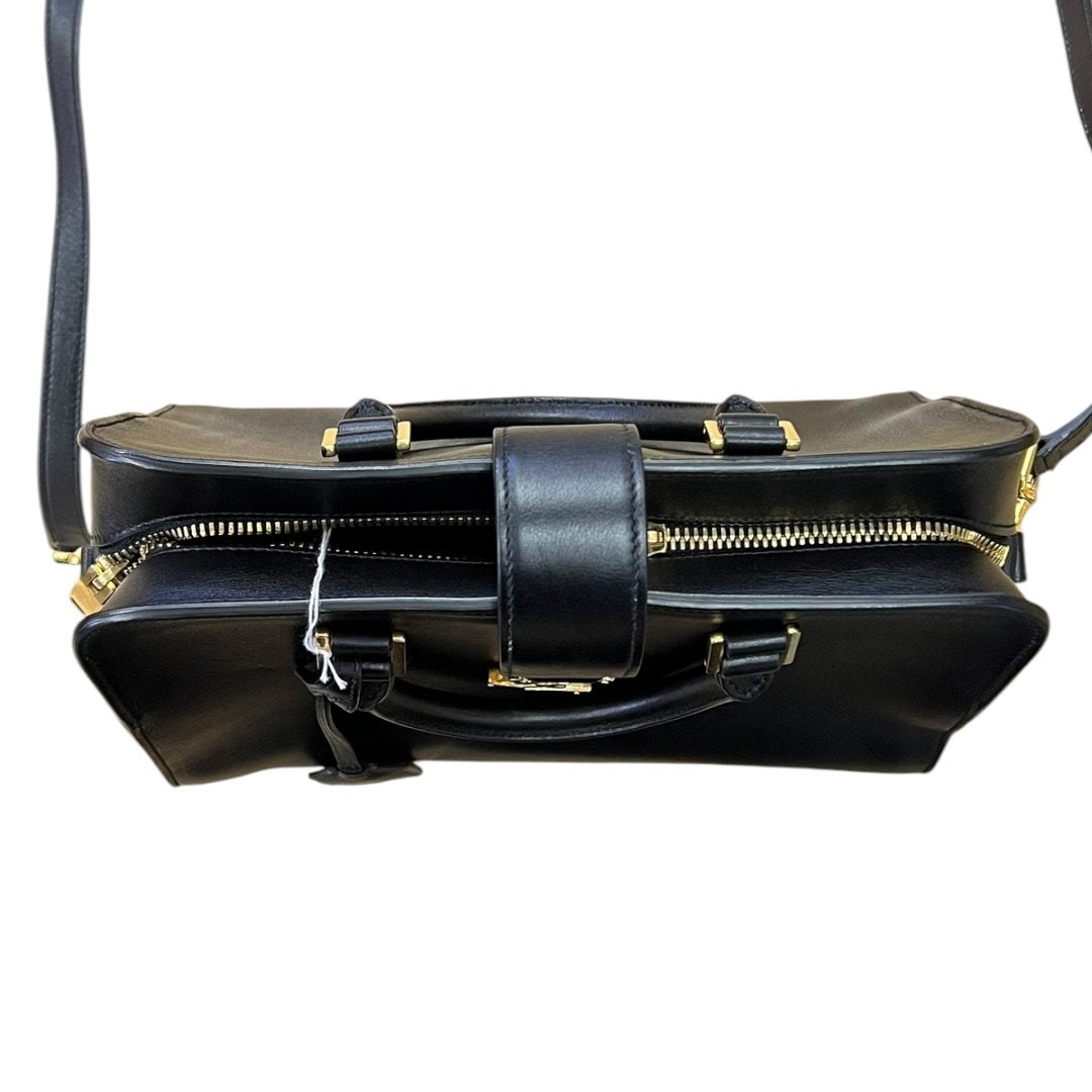 SAINT LAURENT Calfskin Uptown Top Handle Bag Handbag, Shoulder Bag Black Gold Hardware | Authentic Pre-Owned Luxury