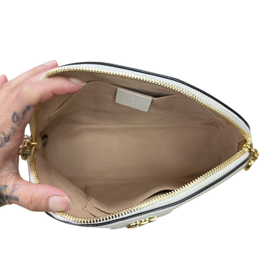 GUCCI GG Flora Canvas Ophidia GG Flora Small Shoulder Bag, Beige/Ebony (canvas) with Multicolor Floral Print and Cream/Off-white Leather Trim, Gold Hardware, | Authentic Pre-Owned Luxury