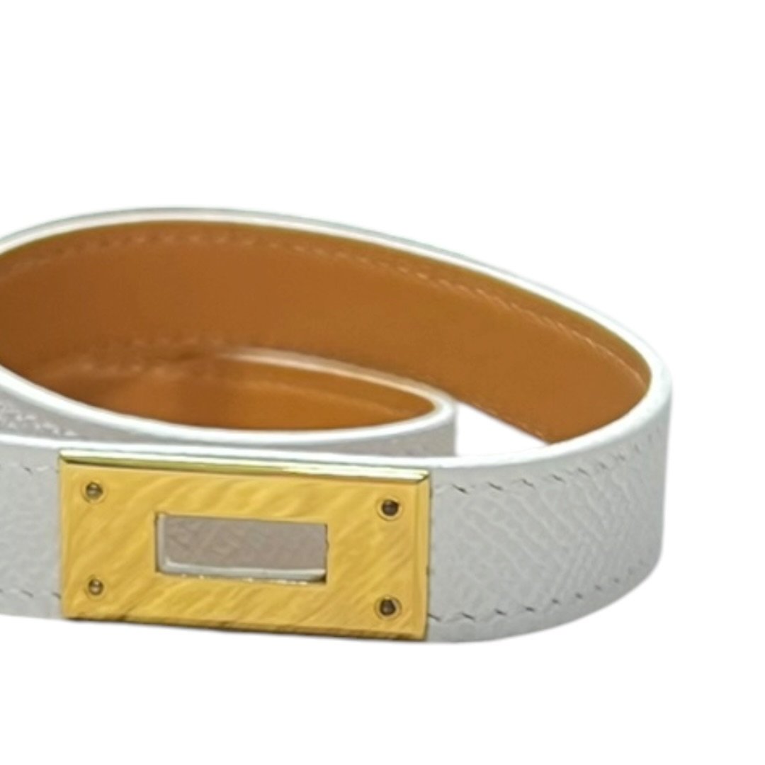 HERMES Epsom Kelly Bracelet White Gold Hardware | Authentic Pre-Owned Luxury