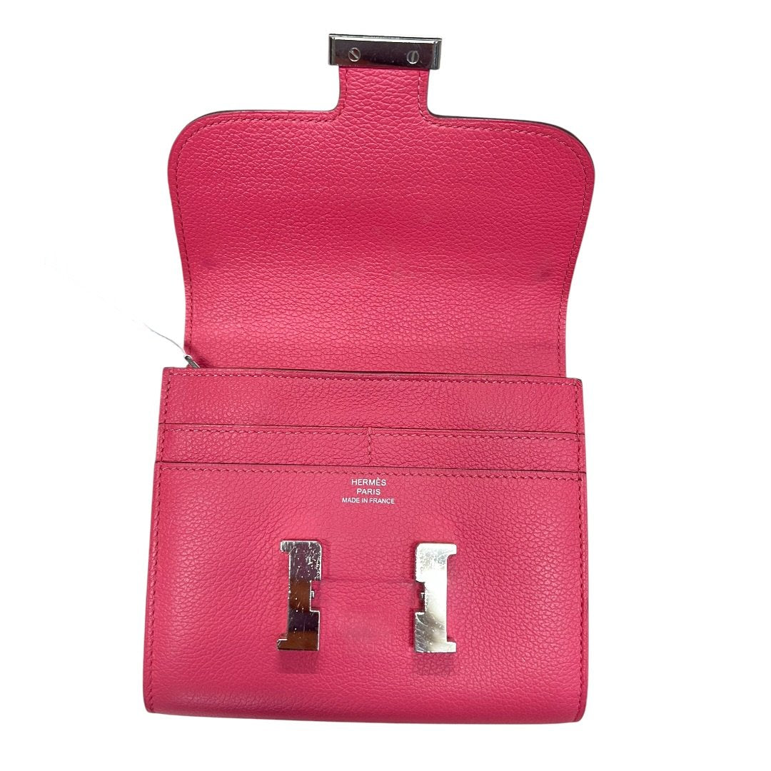HERMES Epsom Constance Slim Wallet Fuchsia Pink Silver Hardware | Authentic Pre-Owned Luxury