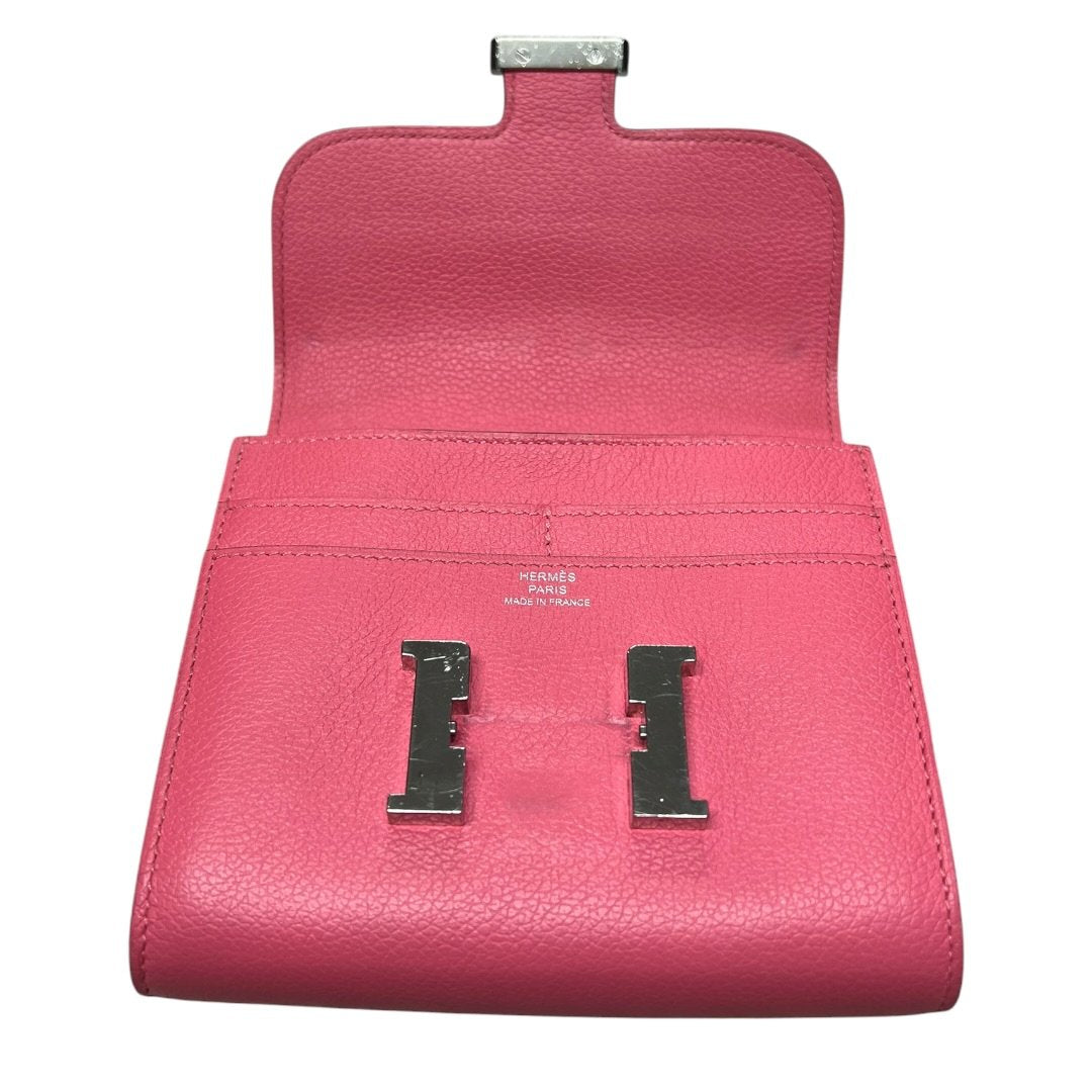HERMES Epsom Constance Slim Wallet Fuchsia Pink Silver Hardware | Authentic Pre-Owned Luxury