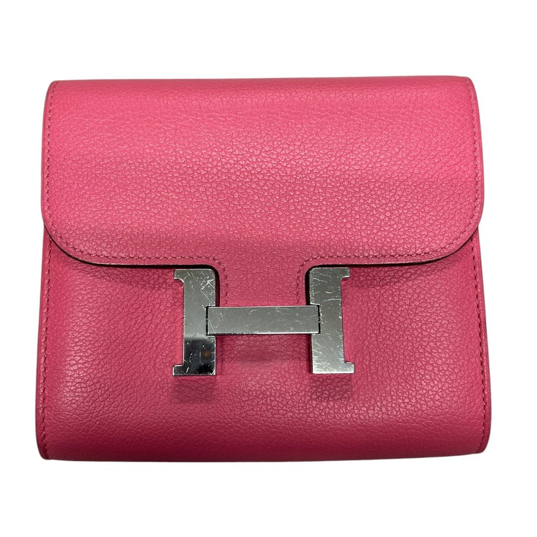 HERMES Epsom Constance Slim Wallet Fuchsia Pink Silver Hardware | Authentic Pre-Owned Luxury