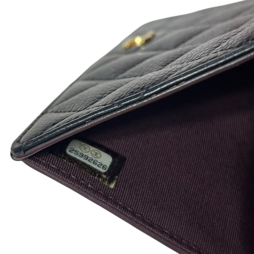 CHANEL Caviar Leather Classic Flap Long Wallet Black (exterior), Burgundy (interior) Gold Hardware | Authentic Pre-Owned Luxury
