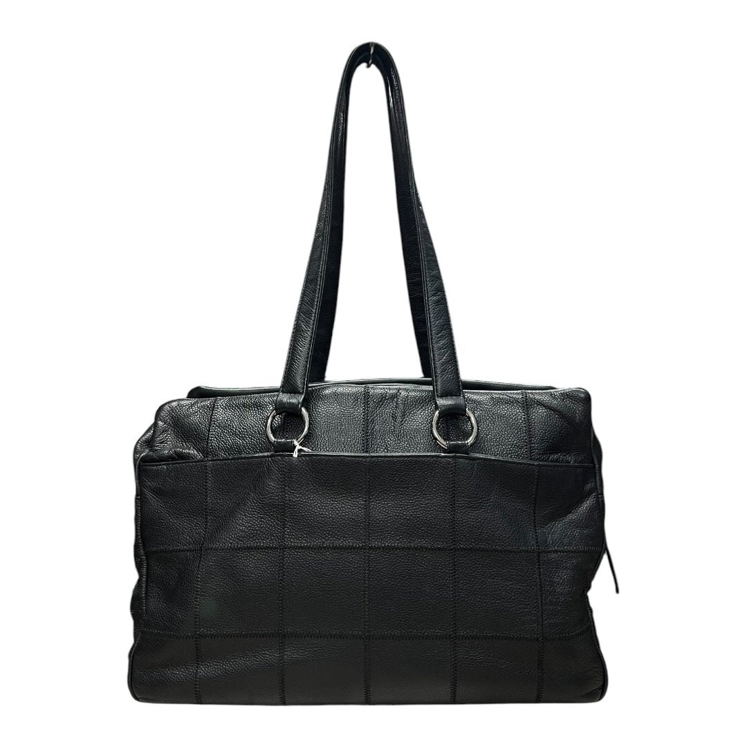 CHANEL Grained Leather Chocolate Bar Tote Bag Black Silver Hardware | Authentic Pre-Owned Luxury