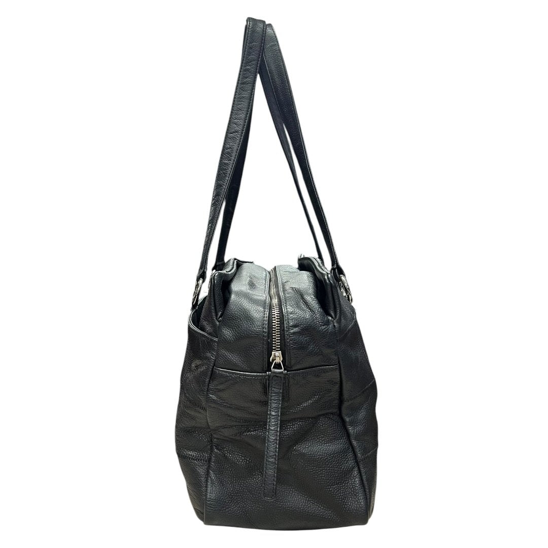 CHANEL Grained Leather Chocolate Bar Tote Bag Black Silver Hardware | Authentic Pre-Owned Luxury
