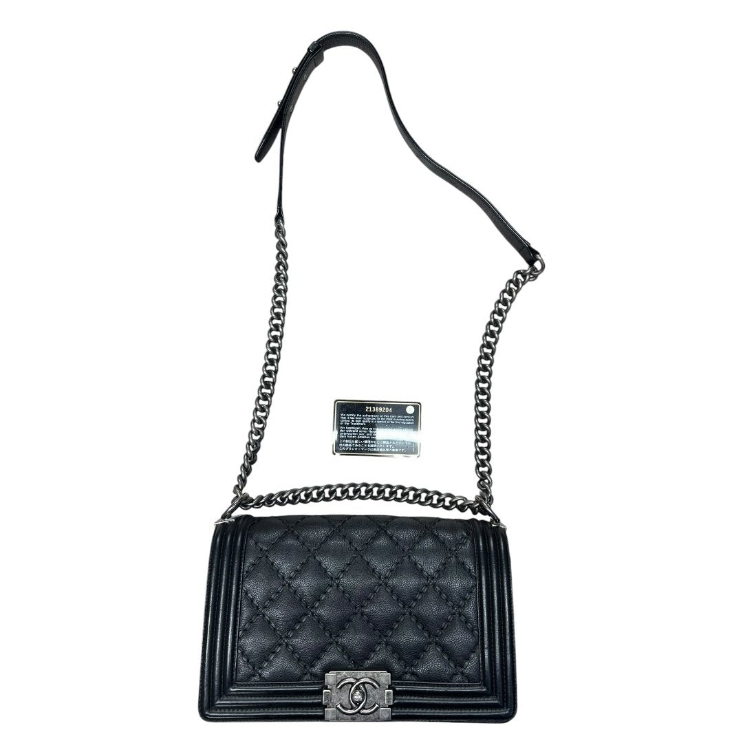 CHANEL Lambskin Boy Chanel Shoulder Bag Black Silver Hardware | Authentic Pre-Owned Luxury