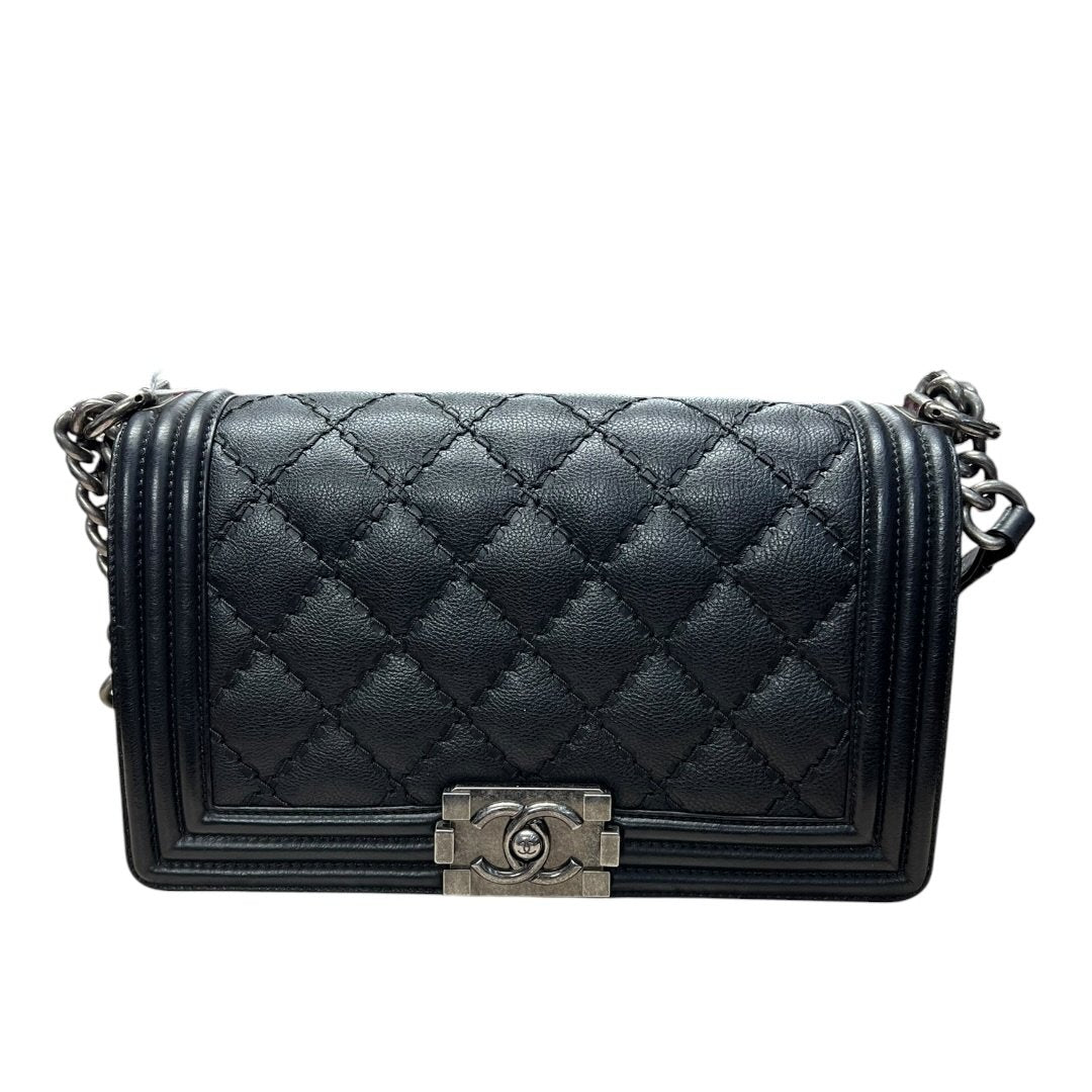 CHANEL Lambskin Boy Chanel Shoulder Bag Black Silver Hardware | Authentic Pre-Owned Luxury