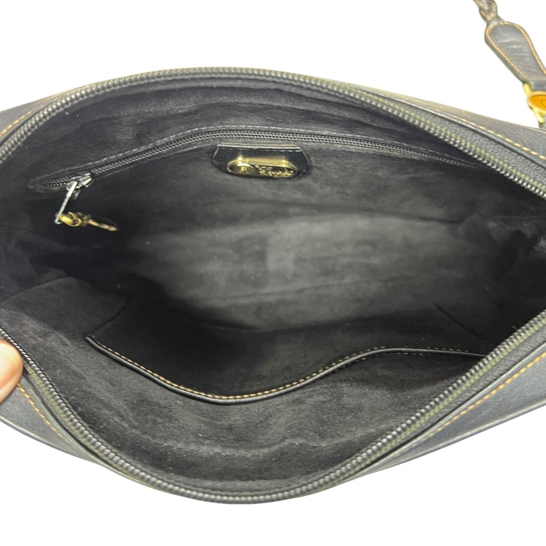 GUCCI Leather Vintage Braided Interlocking G Shoulder Bag Black Gold Hardware | Authentic Pre-Owned Luxury