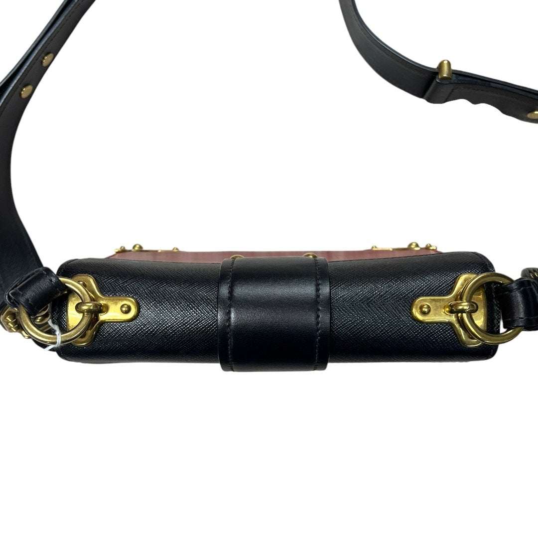 PRADA Leather Cahier Shoulder Bag Red, Black Gold Hardware | Authentic Pre-Owned Luxury