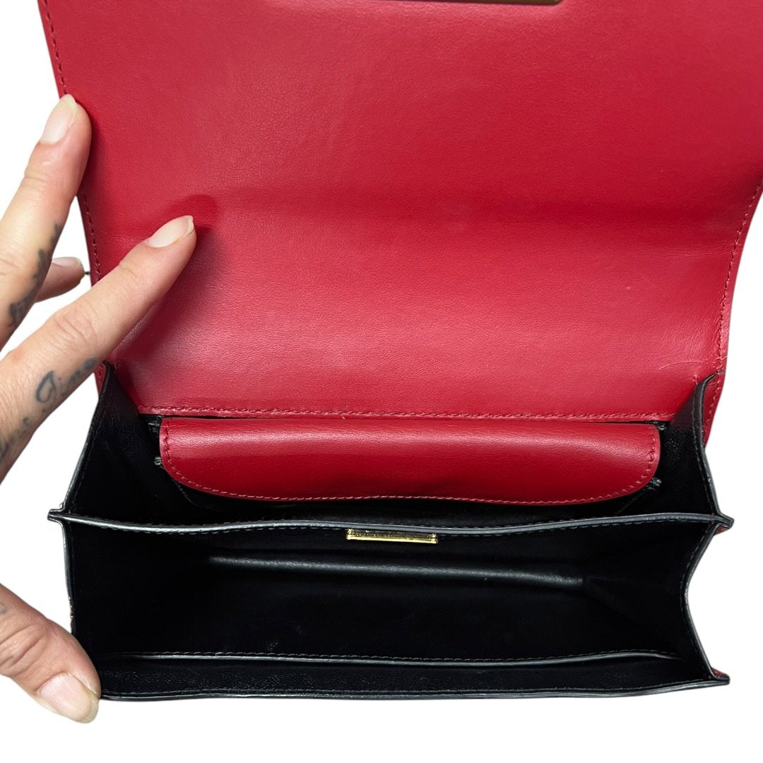 PRADA Leather Cahier Shoulder Bag Red, Black Gold Hardware | Authentic Pre-Owned Luxury