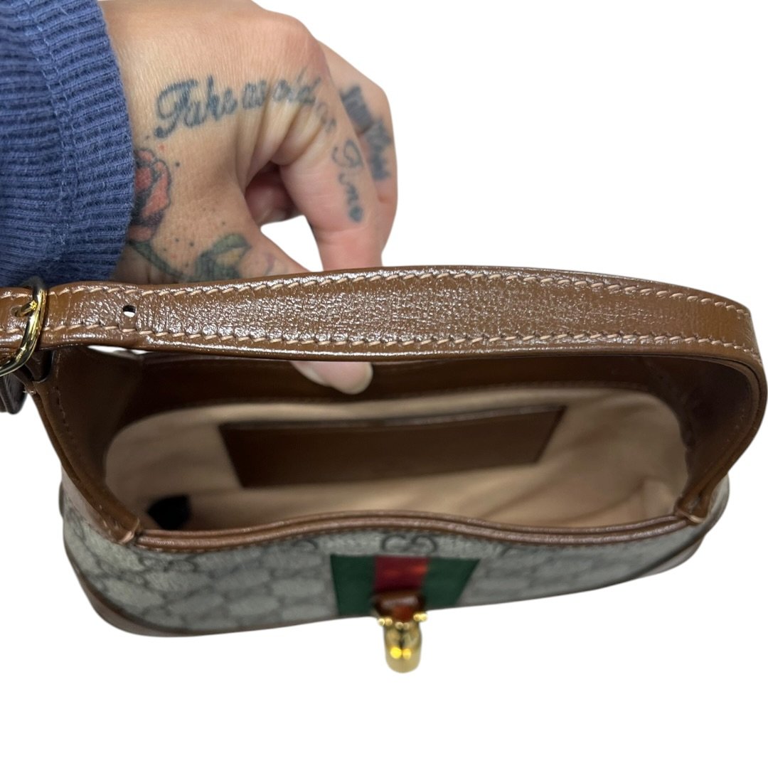 GUCCI GG Supreme Canvas Jackie 1961 Mini Hobo Bag Shoulder Bag Beige, Brown, Green, Red Gold Hardware | Authentic Pre-Owned Luxury
