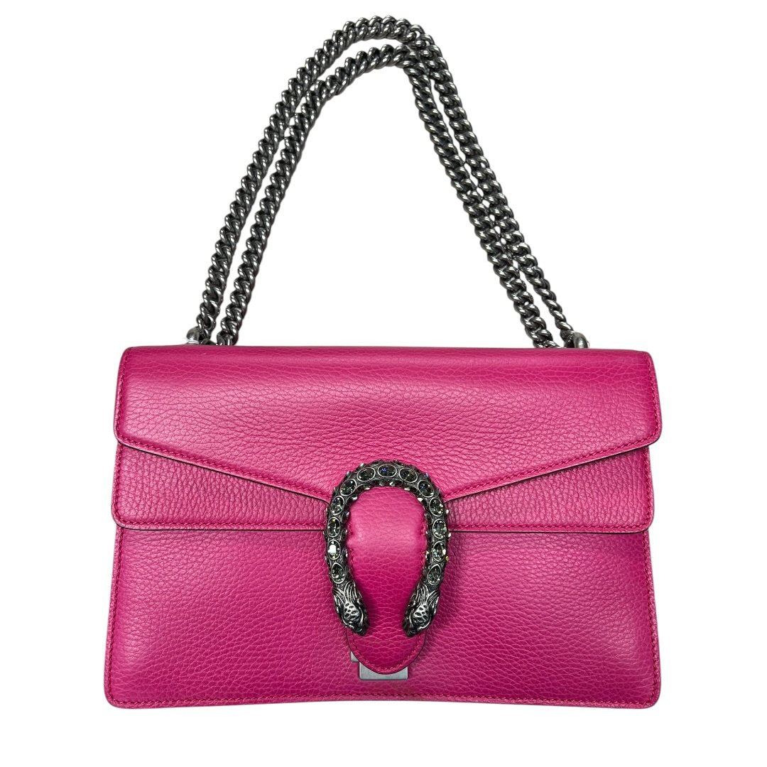 GUCCI Grained Leather Dionysus Shoulder Bag Hot Pink Aged Silver Hardware | Authentic Pre-Owned Luxury