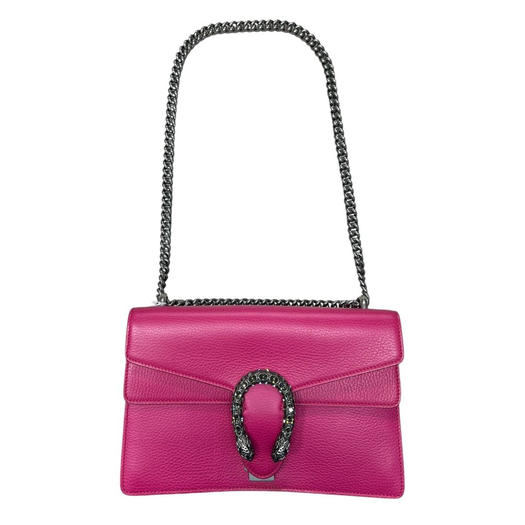 GUCCI Grained Leather Dionysus Shoulder Bag Hot Pink Aged Silver Hardware | Authentic Pre-Owned Luxury