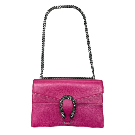 GUCCI Grained Leather Dionysus Shoulder Bag Hot Pink Aged Silver Hardware | Authentic Pre-Owned Luxury