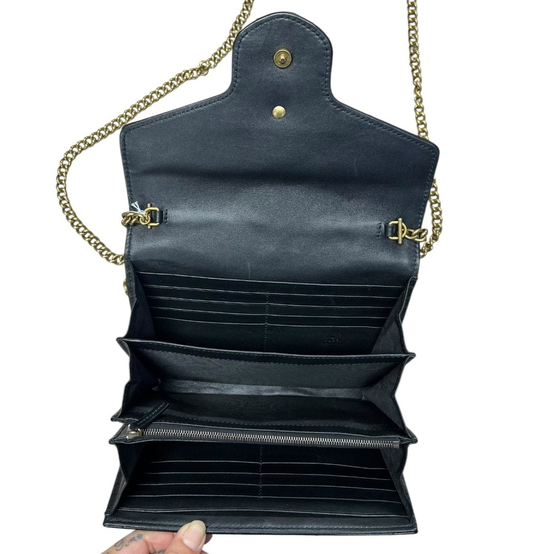 GUCCI Matelassé Leather GG Marmont Matelassé Wallet-on-Chain Black Gold Hardware | Authentic Pre-Owned Luxury