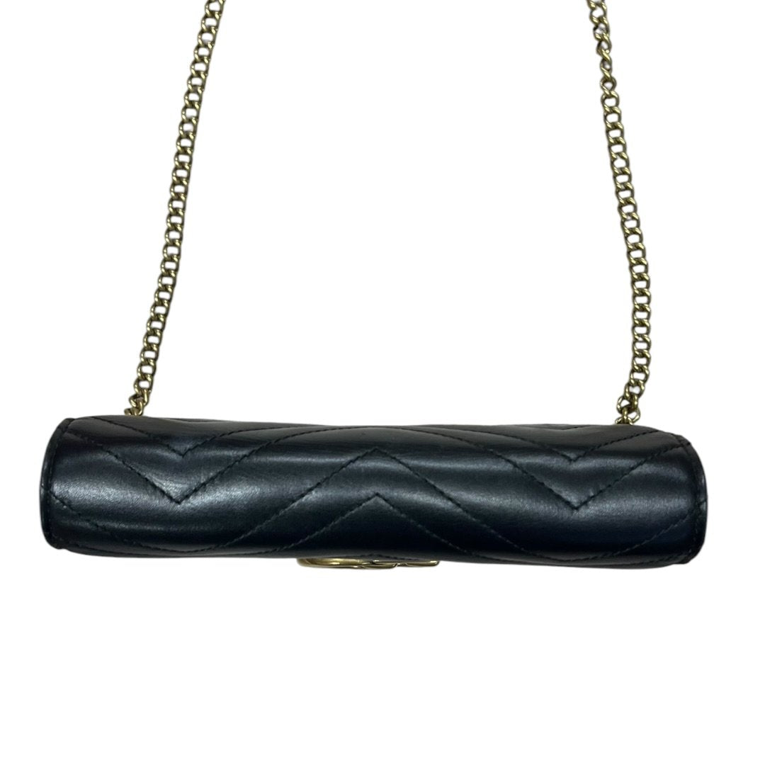 GUCCI Matelassé Leather GG Marmont Matelassé Wallet-on-Chain Black Gold Hardware | Authentic Pre-Owned Luxury