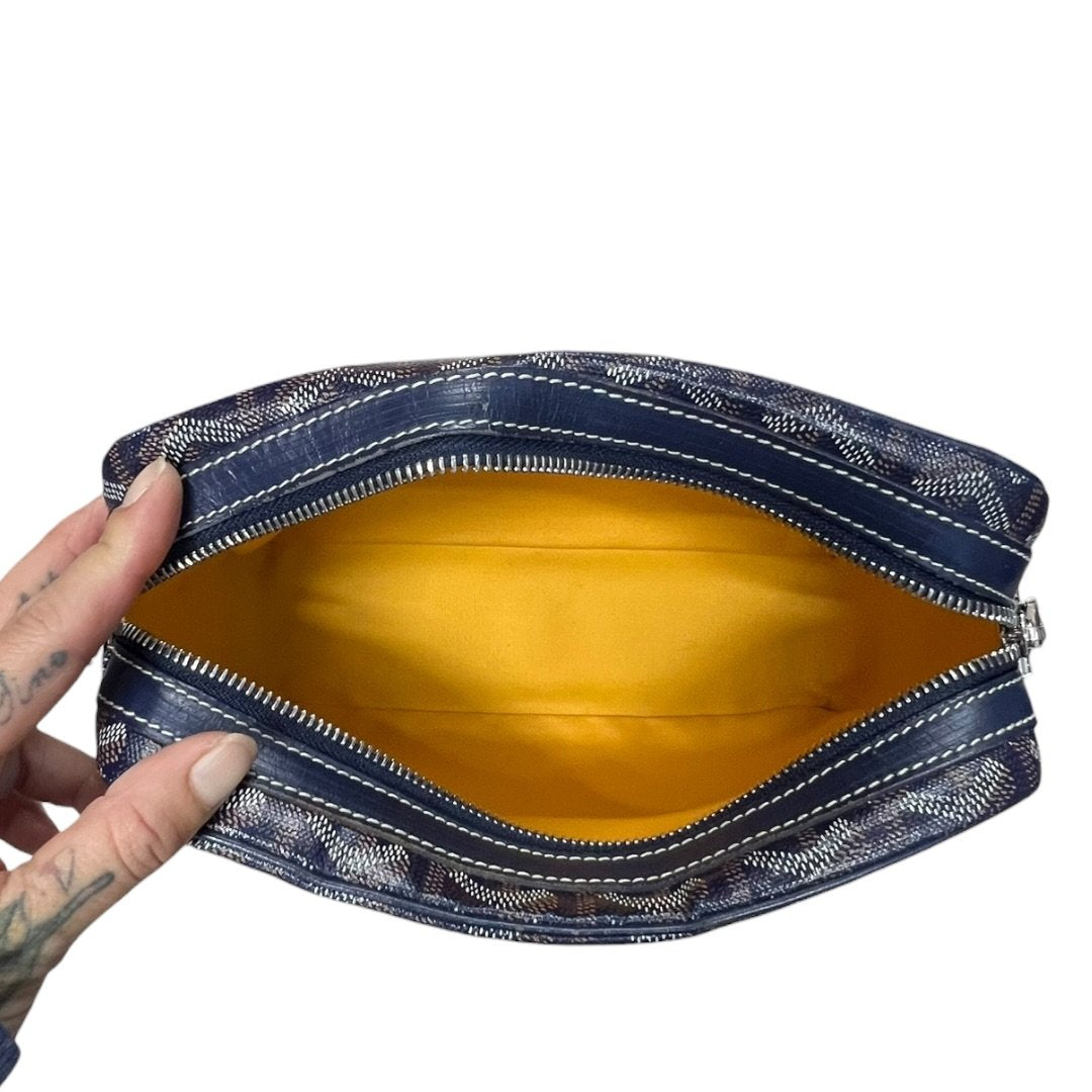 GOYARD Goyardine Canvas Camera Bag Crossbody Bag Navy Blue Silver Hardware | Authentic Pre-Owned Luxury