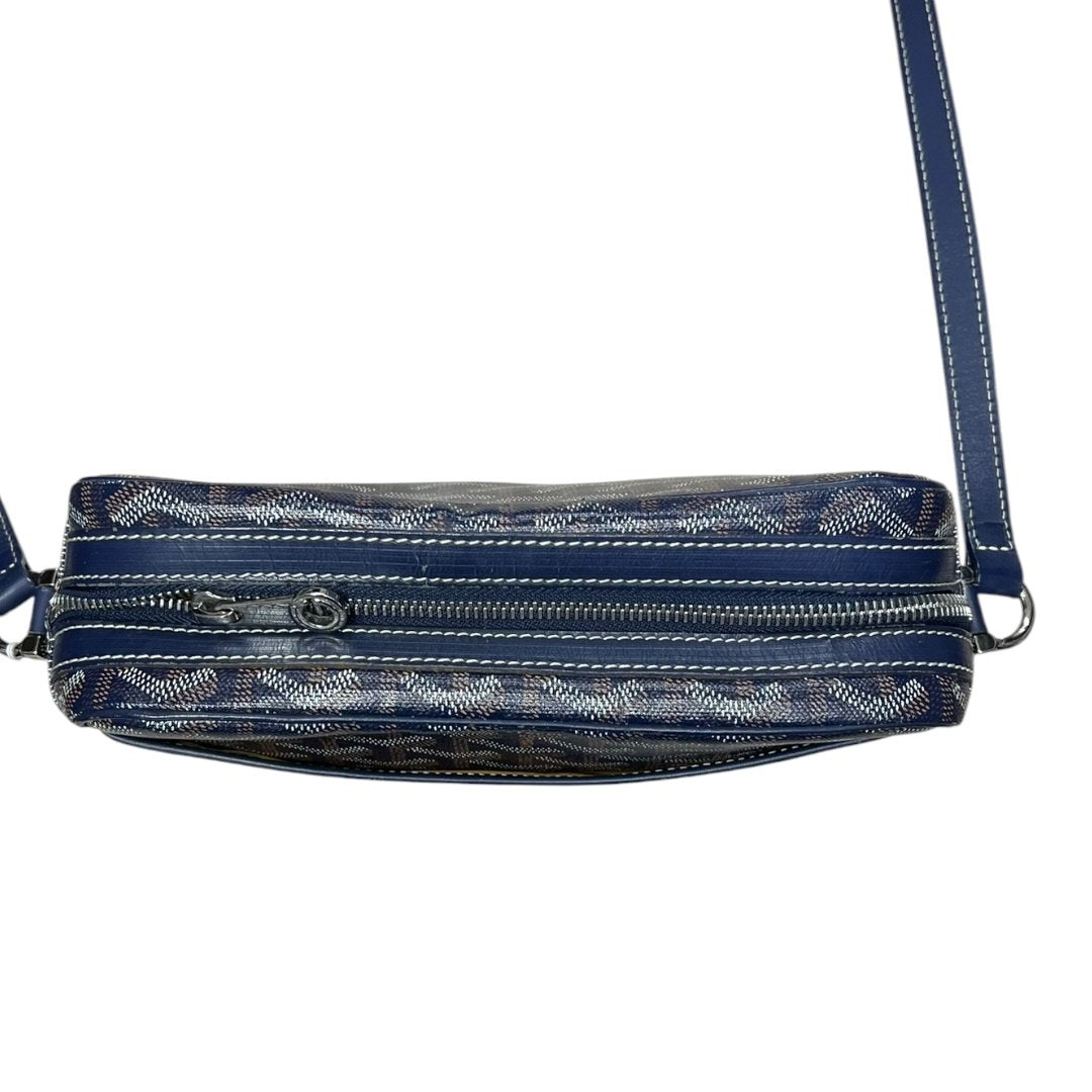 GOYARD Goyardine Canvas Camera Bag Crossbody Bag Navy Blue Silver Hardware | Authentic Pre-Owned Luxury