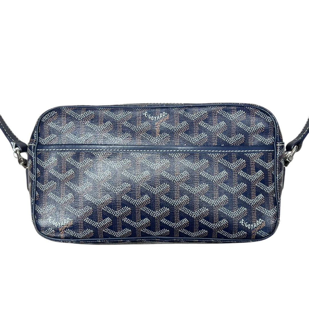 GOYARD Goyardine Canvas Camera Bag Crossbody Bag Navy Blue Silver Hardware | Authentic Pre-Owned Luxury
