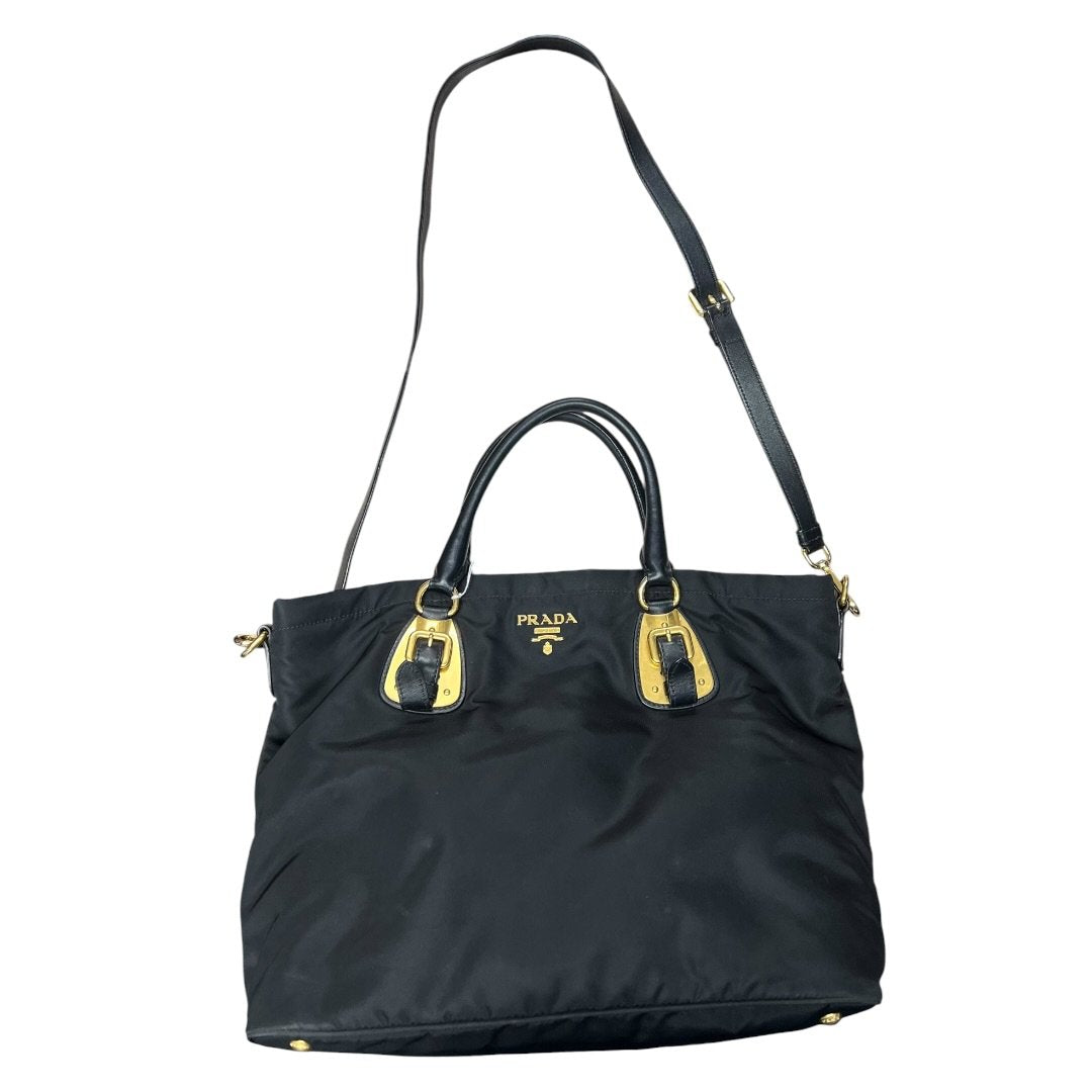 PRADA Tessuto Nylon Tote Bag Tote Black Gold Hardware | Authentic Pre-Owned Luxury