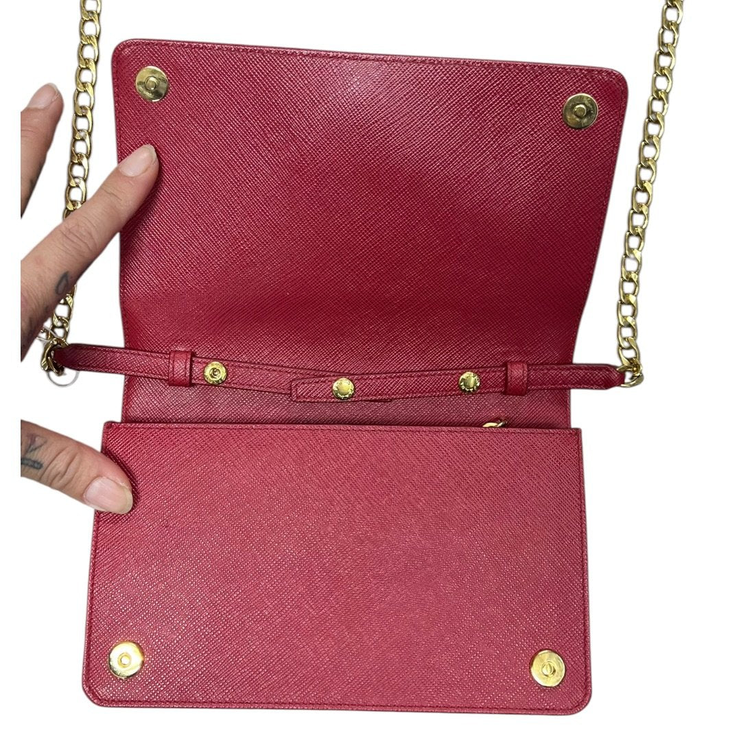 PRADA Saffiano Wallet on Chain Shoulder Bag Red Gold Hardware | Authentic Pre-Owned Luxury