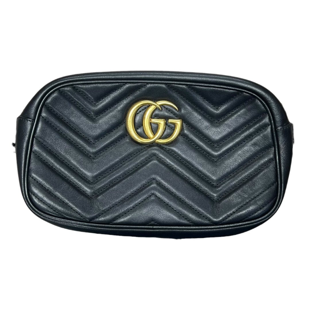 GUCCI Leather GG Marmont Matelassé Small Shoulder Bag Black Gold Hardware | Authentic Pre-Owned Luxury