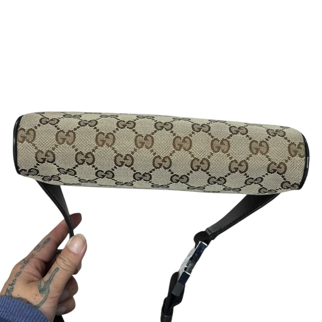 GUCCI GG Canvas Belt Bag Beige/Brown Silver Hardware | Authentic Pre-Owned Luxury