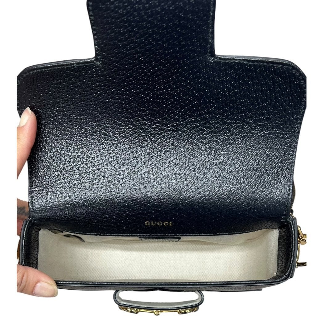 GUCCI Leather Adidas x Gucci Horsebit 1955 Shoulder Bag Shoulder Bag Black, White, Red, Green Gold Hardware | Authentic Pre-Owned Luxury