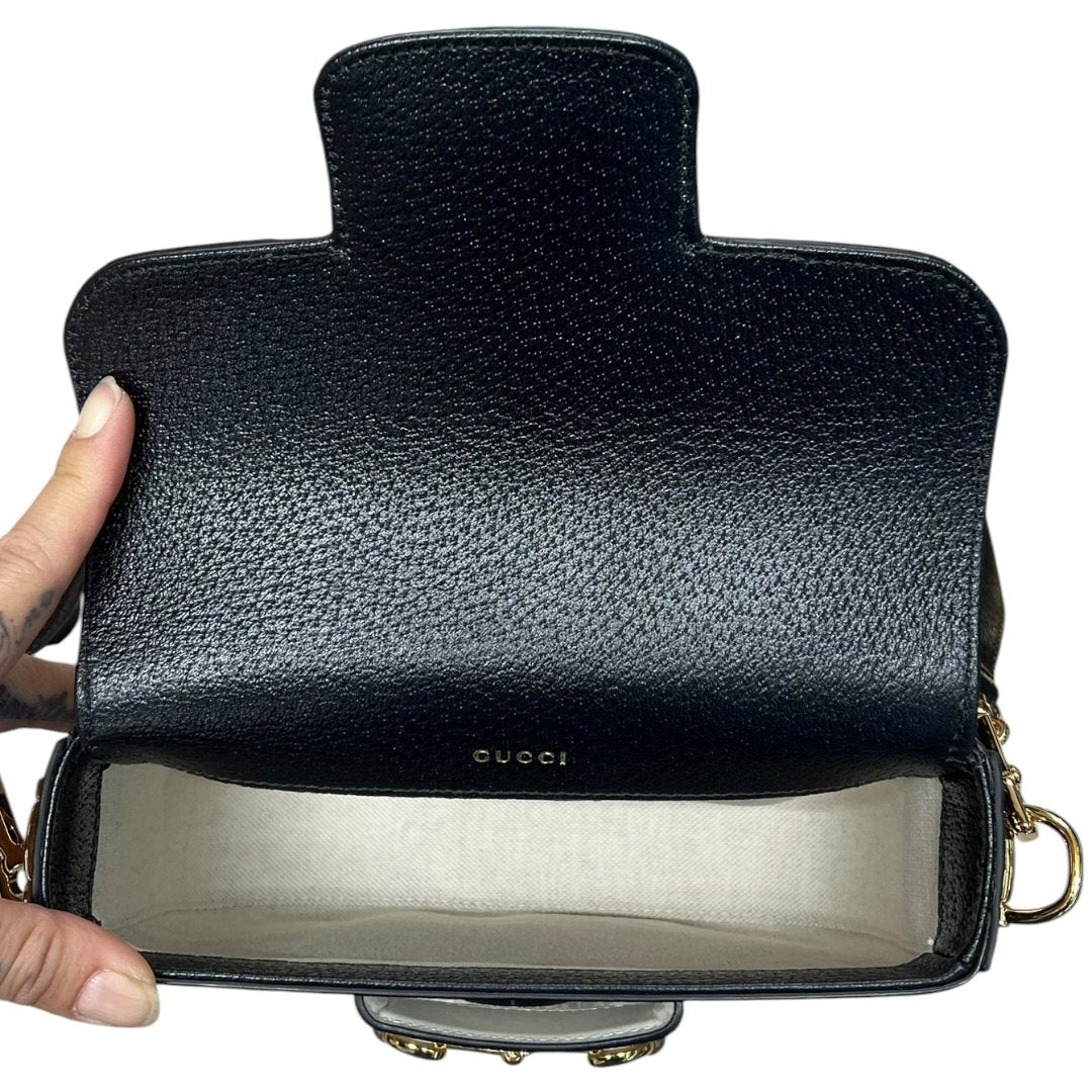 GUCCI Leather Adidas x Gucci Horsebit 1955 Shoulder Bag Shoulder Bag Black, White, Red, Green Gold Hardware | Authentic Pre-Owned Luxury