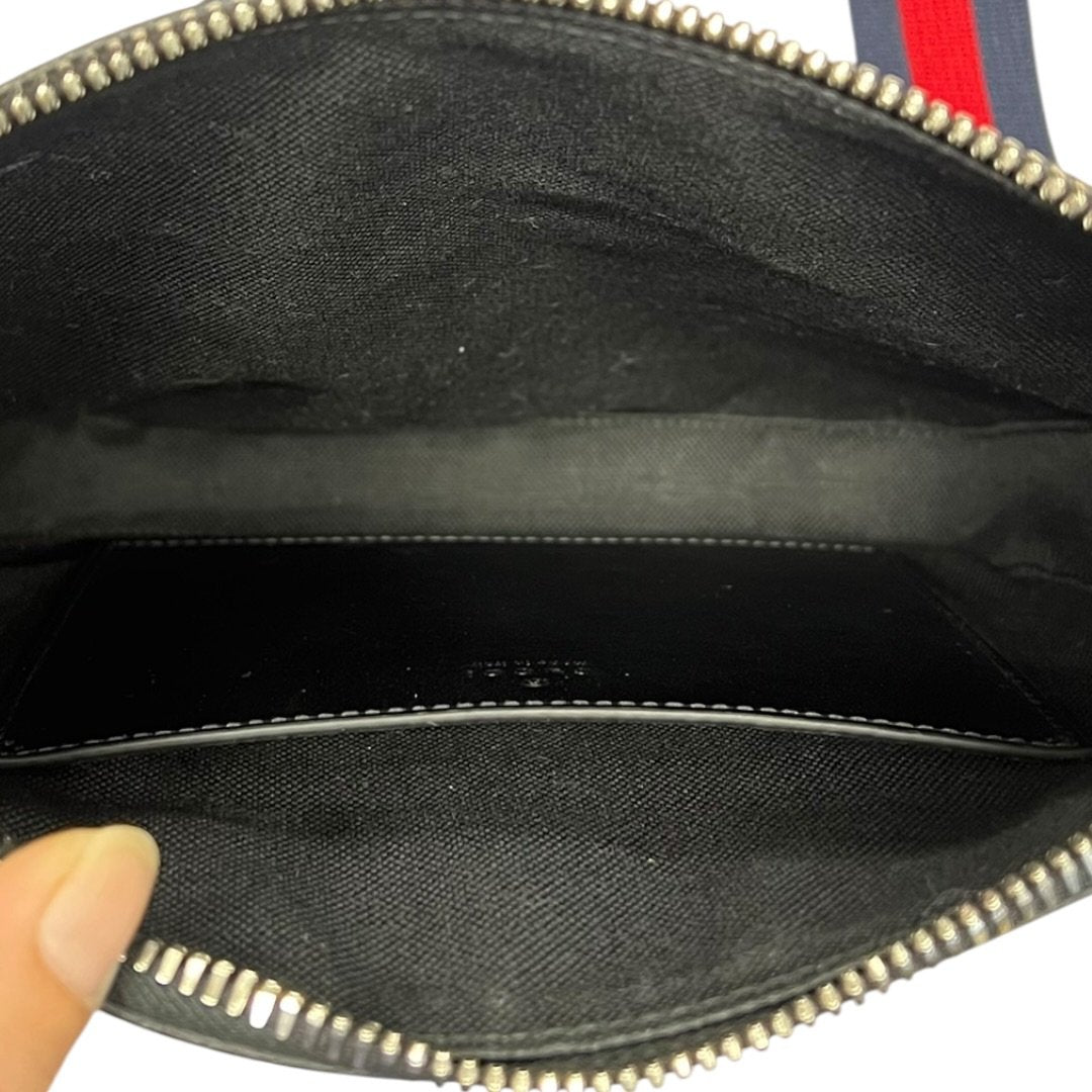 GUCCI GG Supreme Canvas GG Supreme Messenger Bag Shoulder Bag Grey/Black with Red and Blue Strap Silver Hardware | Authentic Pre-Owned Luxury