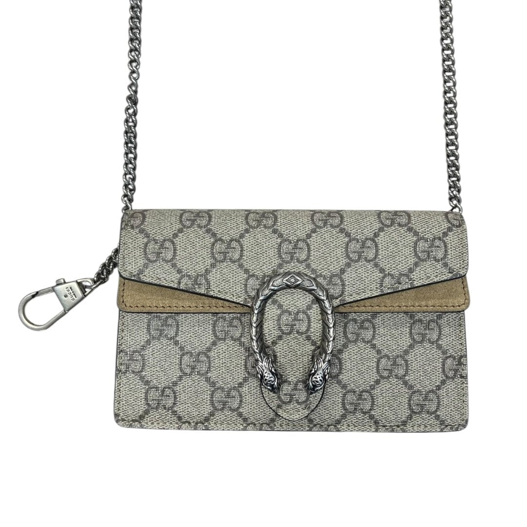 GUCCI GG Supreme Canvas Dionysus Super Mini Bag Mini Bag Beige/Ebony (GG Supreme) with Taupe Silver Hardware | Authentic Pre-Owned Luxury