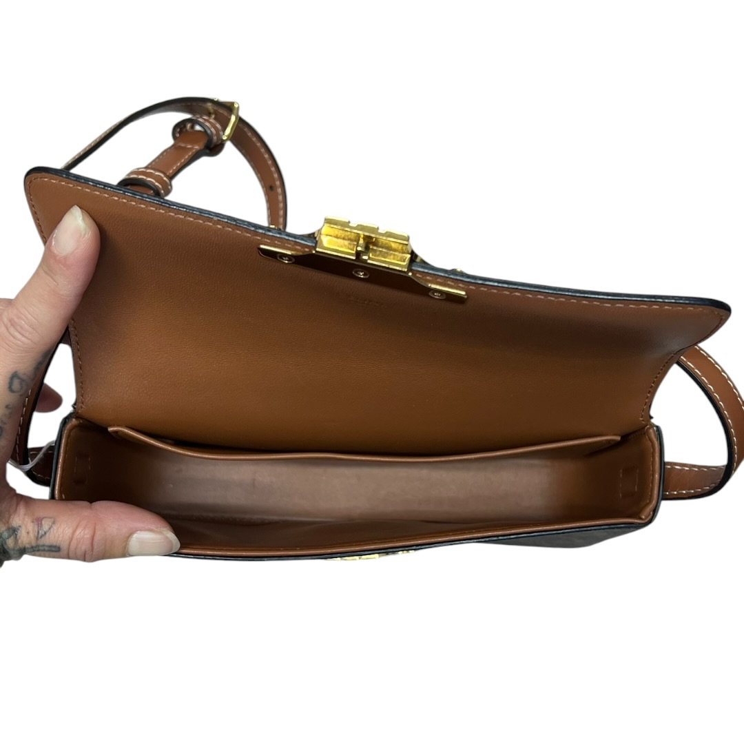 CELINE Triomphe Canvas Teen Triomphe Bag Shoulder Bag Dark Brown, Tan Gold Hardware | Authentic Pre-Owned Luxury