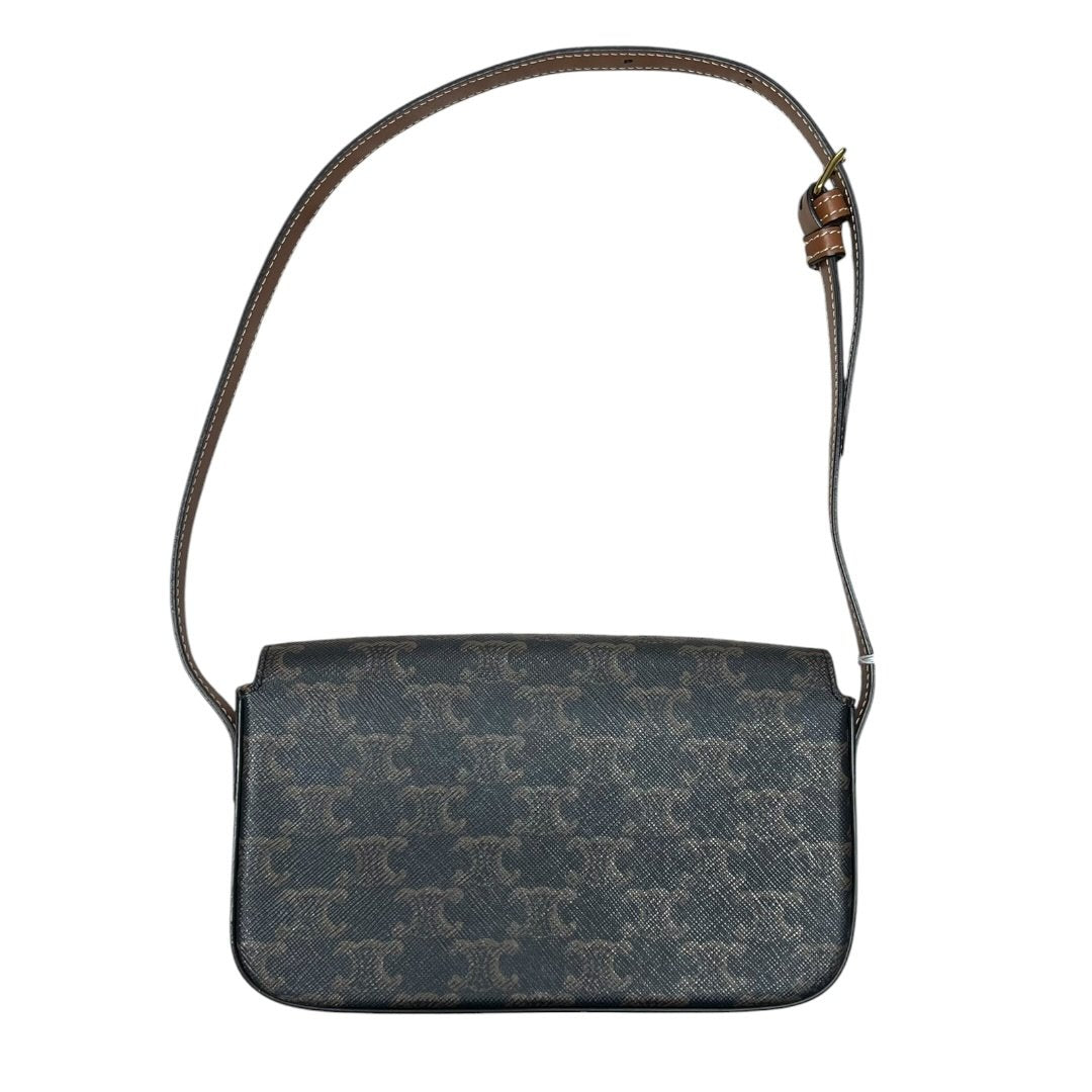 CELINE Triomphe Canvas Teen Triomphe Bag Shoulder Bag Dark Brown, Tan Gold Hardware | Authentic Pre-Owned Luxury