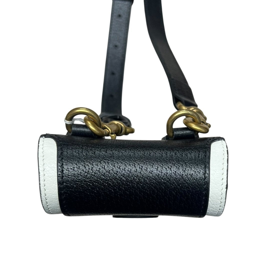 GUCCI Grained Leather Adidas x Gucci Phone Holder Black and White Gold Hardware | Authentic Pre-Owned Luxury