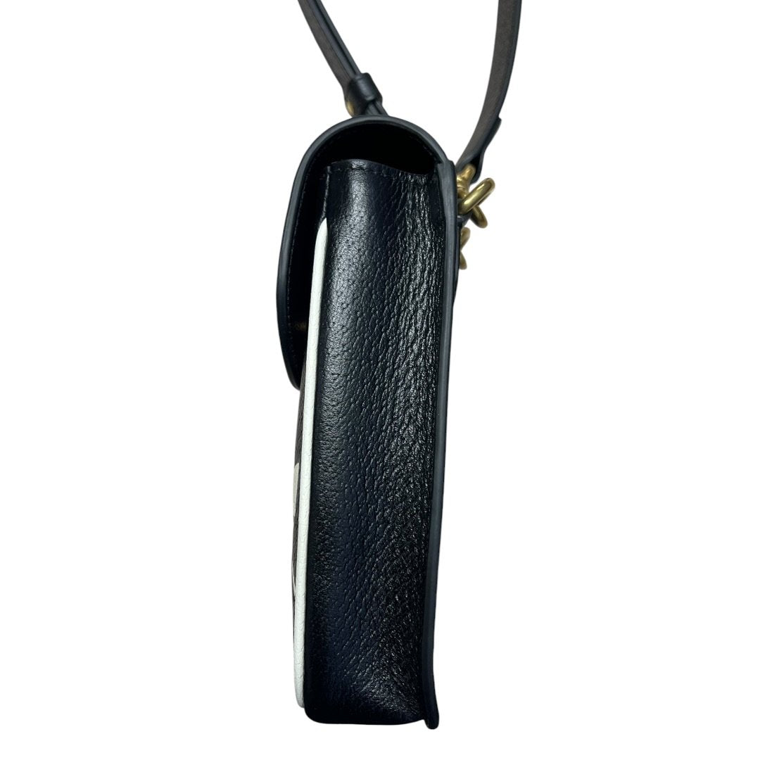 GUCCI Grained Leather Adidas x Gucci Phone Holder Black and White Gold Hardware | Authentic Pre-Owned Luxury