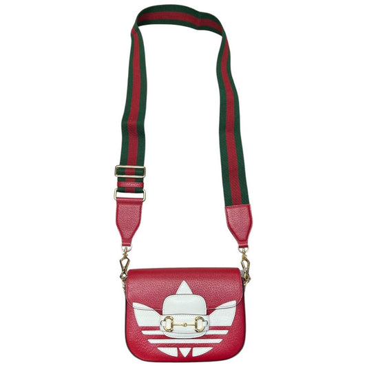 GUCCI Grained Leather Adidas x Gucci Horsebit 1955 Mini Bag Shoulder Bag Red Gold Hardware | Authentic Pre-Owned Luxury
