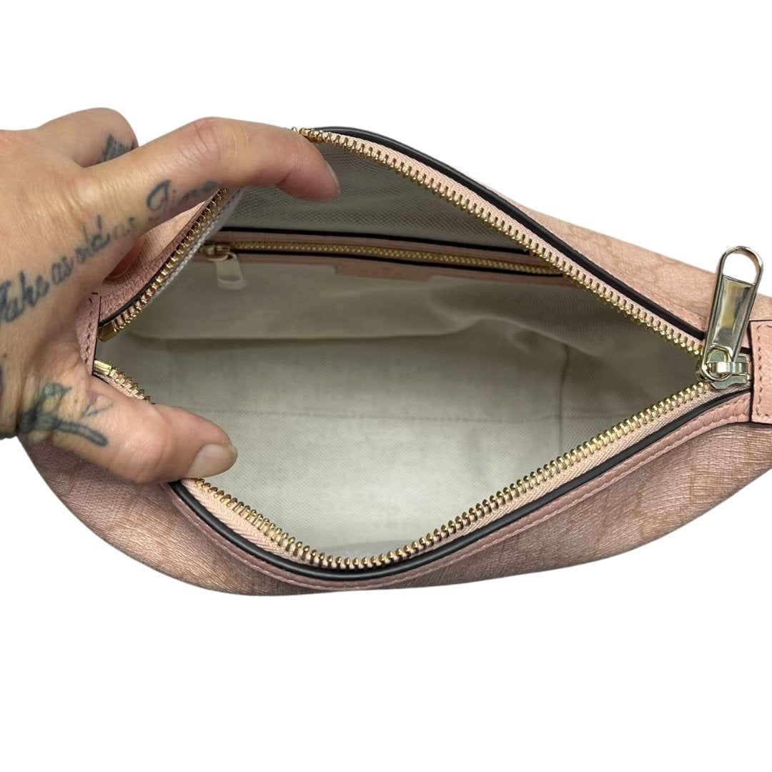 GUCCI GG Supreme Canvas Ophidia GG Supreme Mini Pouch Pink Gold Hardware | Authentic Pre-Owned Luxury