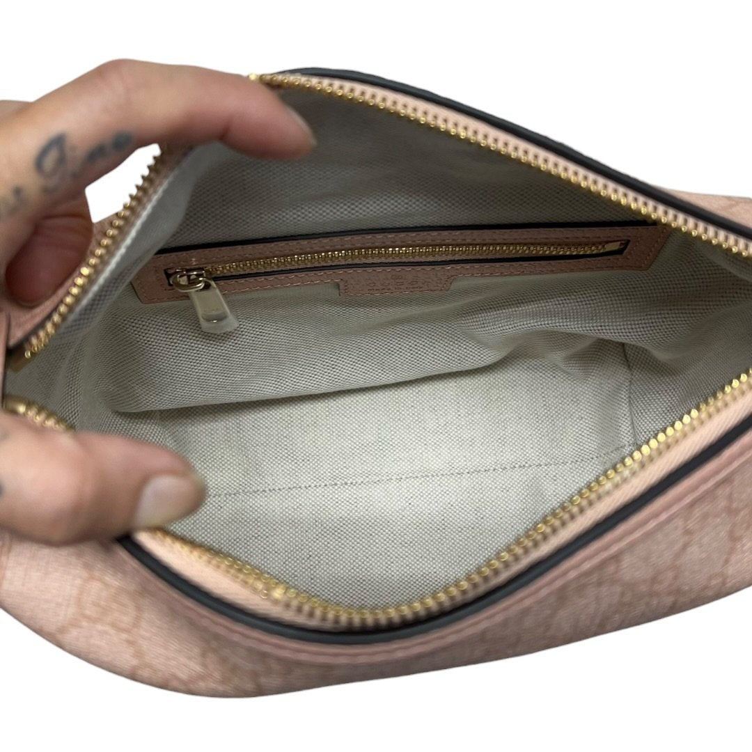 GUCCI GG Supreme Canvas Ophidia GG Supreme Mini Pouch Pink Gold Hardware | Authentic Pre-Owned Luxury