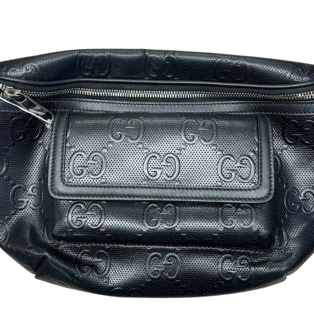 GUCCI GG Embossed Leather GG Embossed Leather Belt Bag Black Silver Hardware | Authentic Pre-Owned Luxury