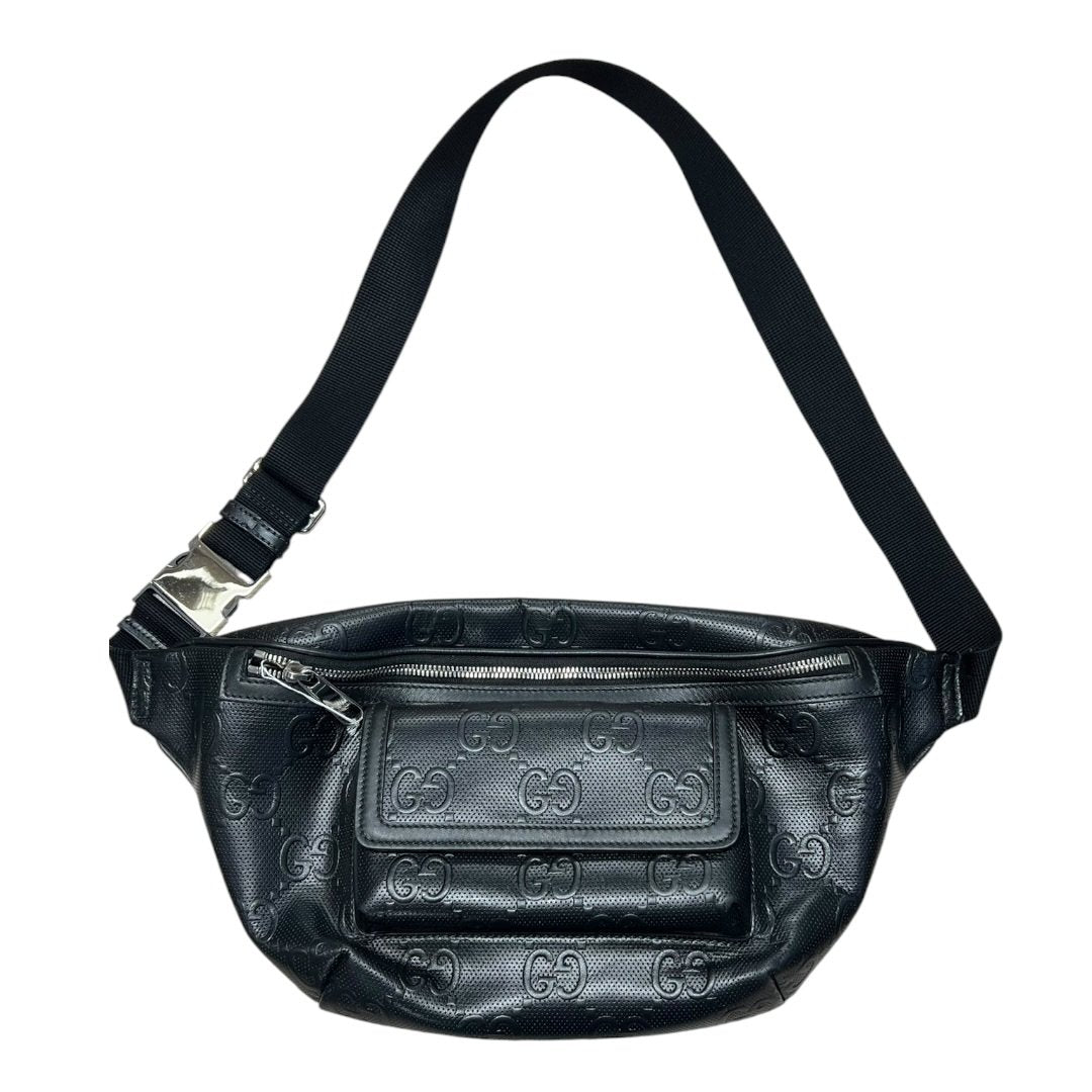 GUCCI GG Embossed Leather GG Embossed Leather Belt Bag Black Silver Hardware | Authentic Pre-Owned Luxury