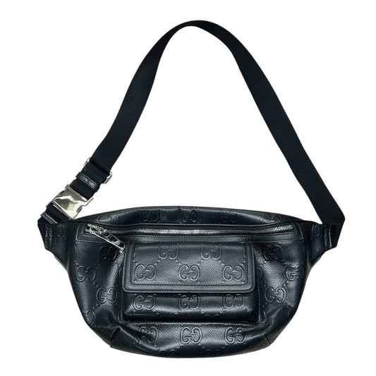 GUCCI GG Embossed Leather GG Embossed Leather Belt Bag Black Silver Hardware | Authentic Pre-Owned Luxury
